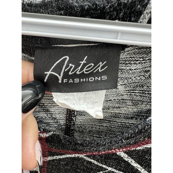 Artex Fashions Womens Dress Size Medium Long Sleeve Black Gray Abstract - Picture 5 of 12